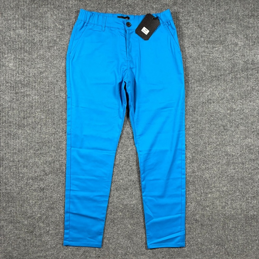 Mens Skinny Fit Golf Pants Size 34 Bright Blue Stretch Performance Casual